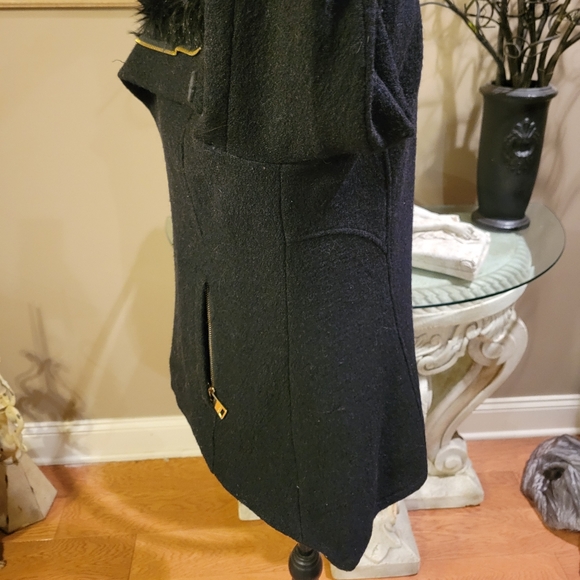 Bebe Wool Blend Faux Fur Collar Coat - Picture 9 of 15